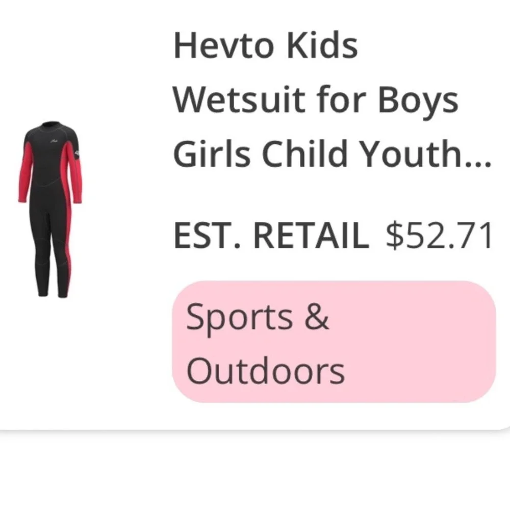 Hevto Kids Wetsuit 3mm Neoprene Full Body Youth Size 16 Black Red Swimming Surf‎